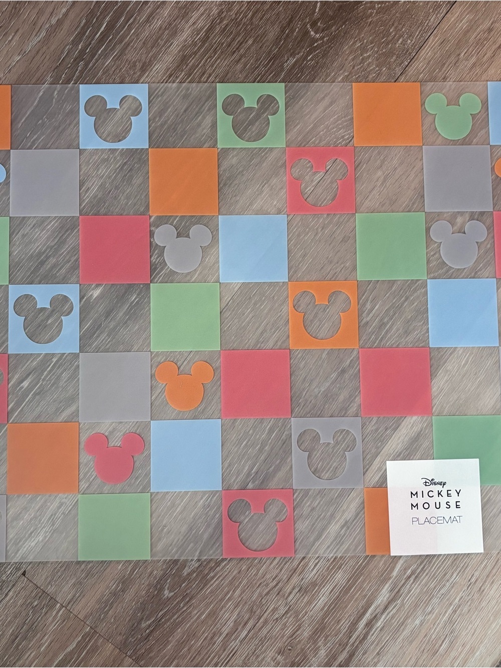 Disney Mickey Mouse Colorful Checker Placemat - Red Orange Green Blue Gray Cream